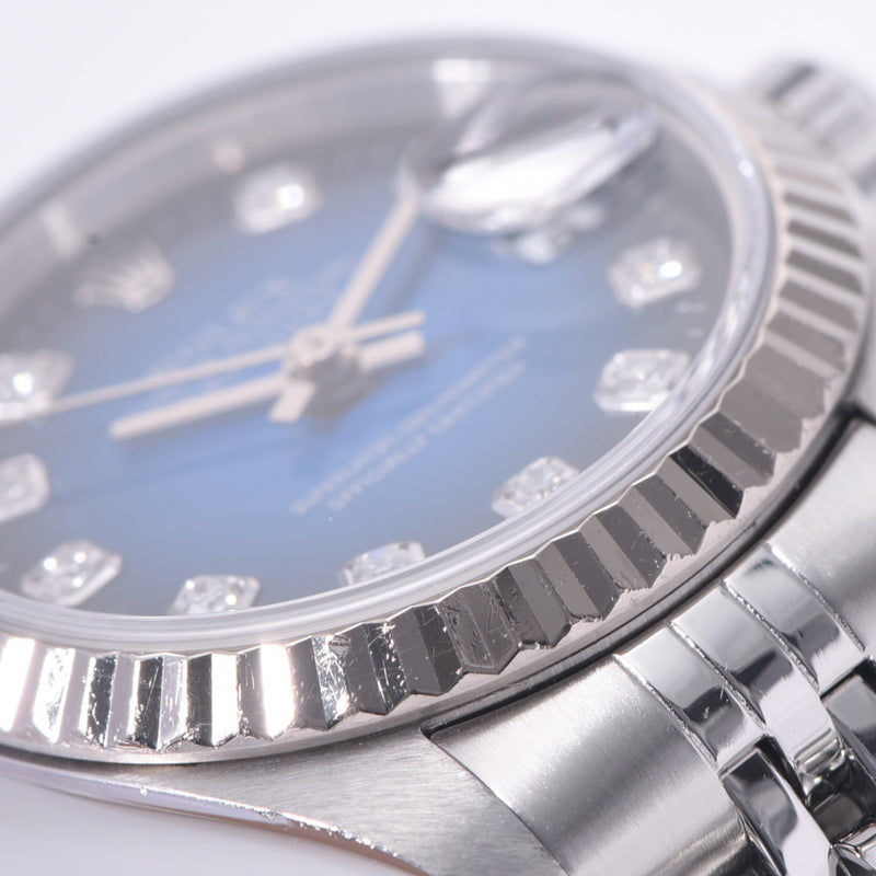 ROLEX Rolex: Date, Jast, 10P Diamond, Diamond, 79174G Ladies' SS/WG, Automatic Gradient, Blue gradation Character, A Rank, Rank, Silver,