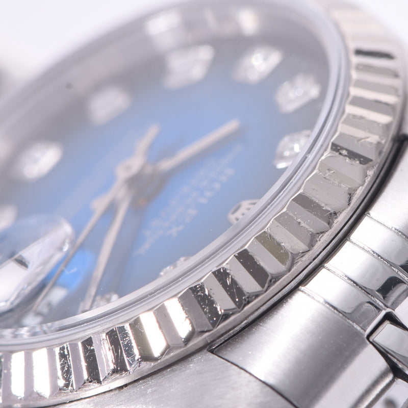 ROLEX Rolex: Date, Jast, 10P Diamond, Diamond, 79174G Ladies' SS/WG, Automatic Gradient, Blue gradation Character, A Rank, Rank, Silver,