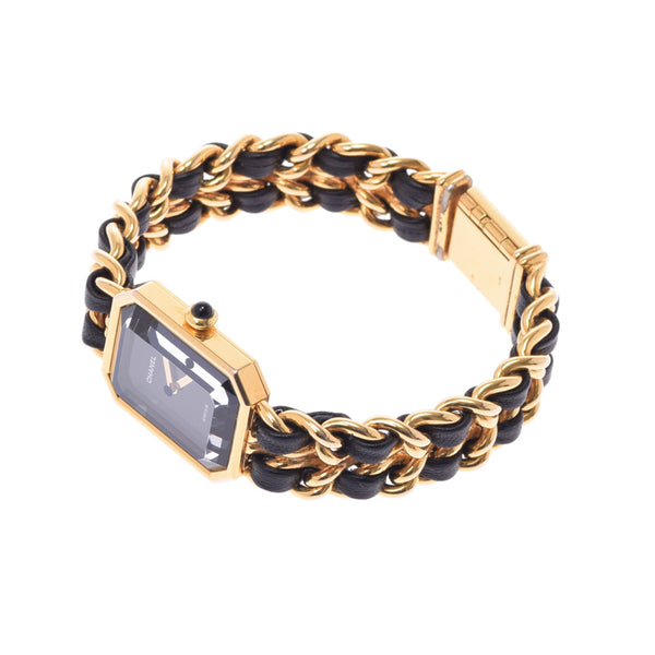 CHANEL Chanel Premiere Size L Ladies GP/Leather Watch Quartz Black Dial AB Rank used Ginzo