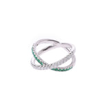 Other Emerald 0.27ct Diamond 0.37ct 13 Ladies K18WG Ring, Ring A Rank Used Silgrin