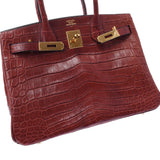 HERMES エルメス バーキン 30 ルージュアッシュ(赤系) ゴールド金具 □E刻印(2001年頃) レディース ニロティカス ハンドバッグ ABランク 中古 銀蔵
