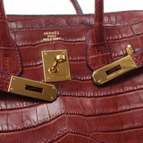 HERMES エルメス バーキン 30 ルージュアッシュ(赤系) ゴールド金具 □E刻印(2001年頃) レディース ニロティカス ハンドバッグ ABランク 中古 銀蔵