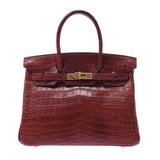HERMES エルメス バーキン 30 ルージュアッシュ(赤系) ゴールド金具 □E刻印(2001年頃) レディース ニロティカス ハンドバッグ ABランク 中古 銀蔵