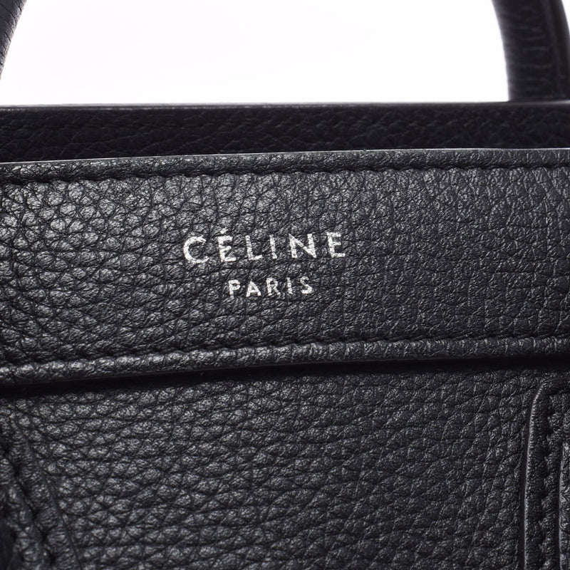 CELINE セリーヌ ラゲージ ナノショッパー 2WAY 黒 レディース カーフ ハンドバッグ Aランク 中古 銀蔵