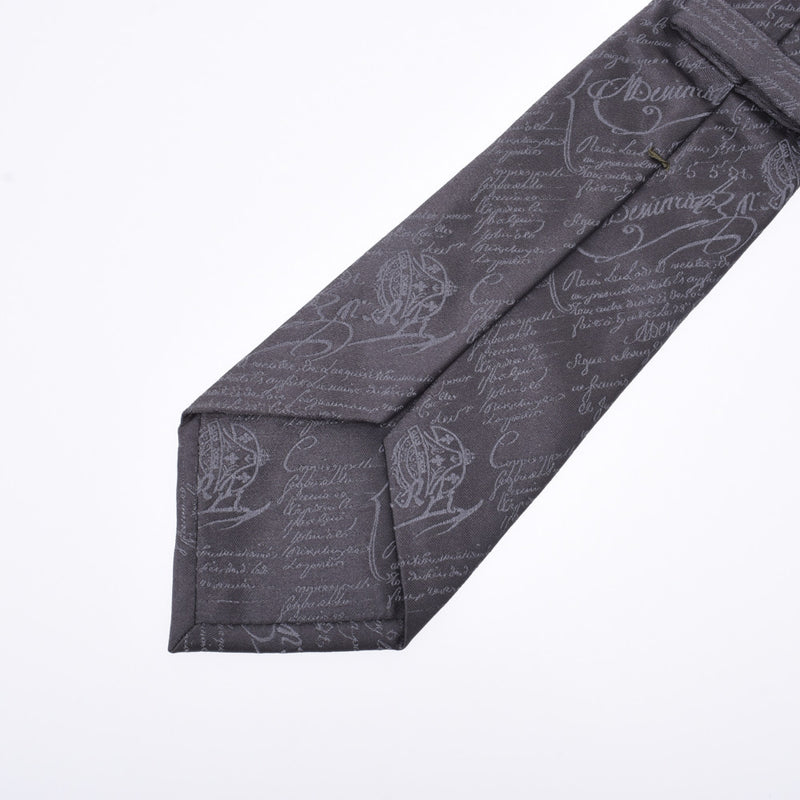 Berluti Berlutti Jacquard Scrit Silk Thai Gray Men's Silk 100% Tie AB Rank Used Sinkjo