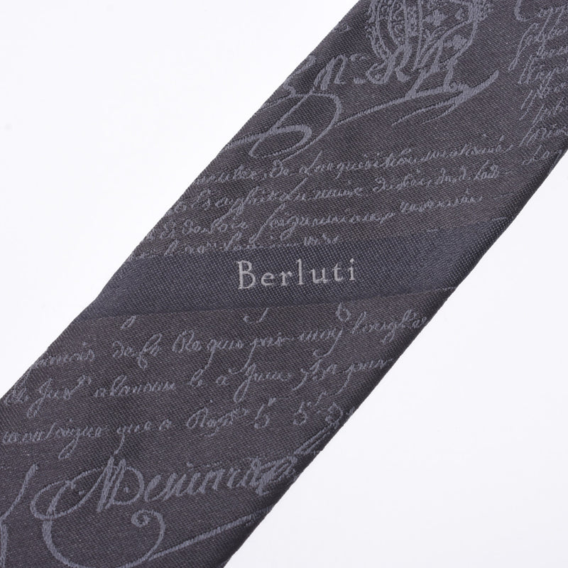 Berluti Berlutti Jacquard Scrit Silk Thai Grey Men's Silk 100％Tie Ab排名使用水池