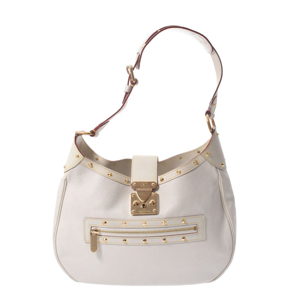 Louis Vuitton Louis Vuitton Suhari Afrielan White M92850 Ladies Goat Leather One Shoulder Bag B Rank Used Silgrin