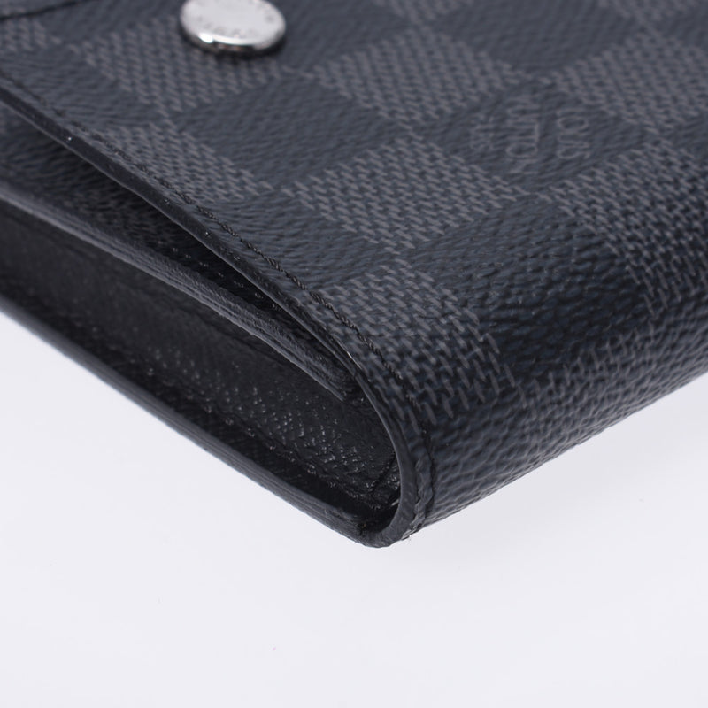 Louis Vuitton Louis Vuitton Damier Graphit Compact Modula Black / Gray N63083 Men's Dumie Graphic Canvas Two Folded Wallets A-Rank Used Silgrin