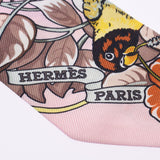 Hermes Hermes Twilley新标签丛林爱情爱/丛林爱情爱粉色女性丝绸100％围巾Ab等级使用水池