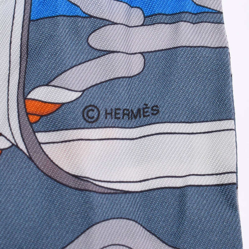 Hermes Hermes Twilley New Tag Horse Riding Organization / Panoplie Equestre Gray Women's Silk 100% Scarf AB Rank Used Sinkjo