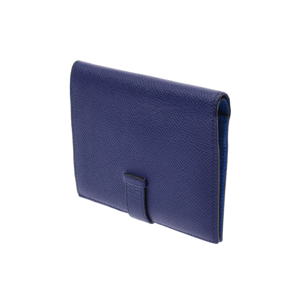 HERMES Hermes Bearn compact Veruso purple / blue Silver hardware C engraved (2018 BC) Unisex Epsom two-fold wallet AB rank used Ginzo