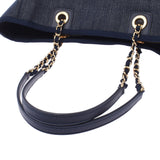 Chanel Chanel Deauville Tote MM 2WAY Bag Navy Ladies Denim Leather Tote Bag A-Rank Used Silgrin