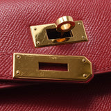 Hermes Hermes Kelly 32 Outside Sewing 2 Way Rougebiff (Red) Gold Bracket □ D Handle (around 2000) Women's Kushbel Handbag A rank used Silgrin