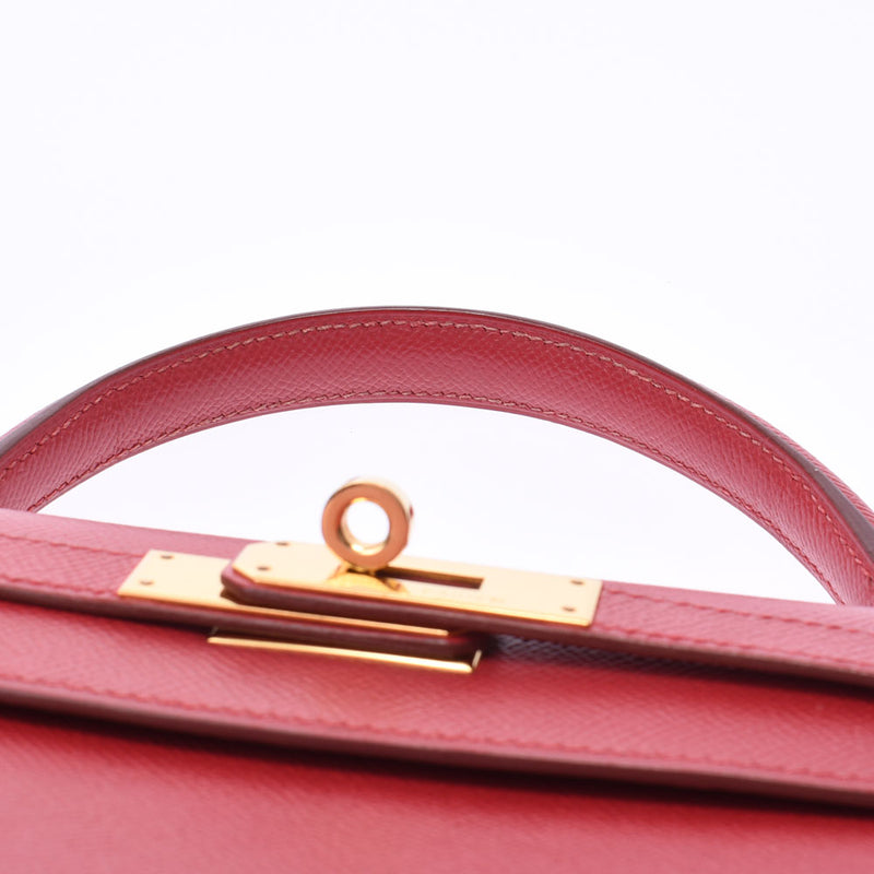 Hermes Hermes Kelly 32 Outside Sewing 2 Way Rougebiff (Red) Gold Bracket □ D Handle (around 2000) Women's Kushbel Handbag A rank used Silgrin