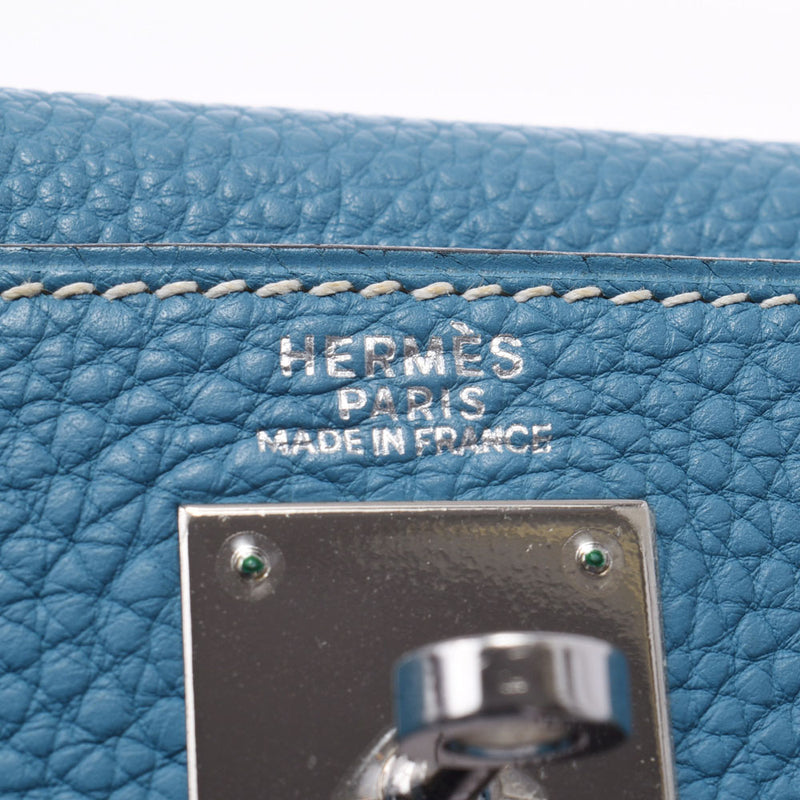 Hermes Kerry 32 2WAY Bag Blue Jean pouch embroidery Tote (circa 2003) ladies' Tote Bag