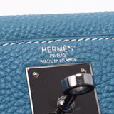 Hermes Kerry 28 embroidery 2WAY Bag Blue Jean pouch
