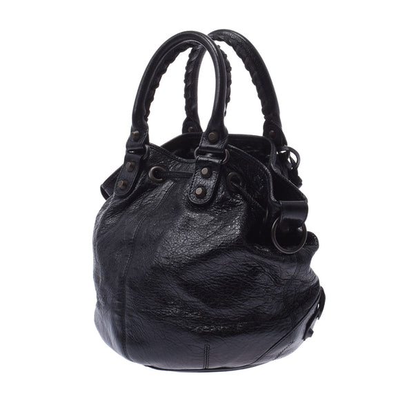 BALENCIAGA Valenciaga Classic Mini Pompon 2way Black 246438 Women's Curf Handbags AB Rank Used Silgrin