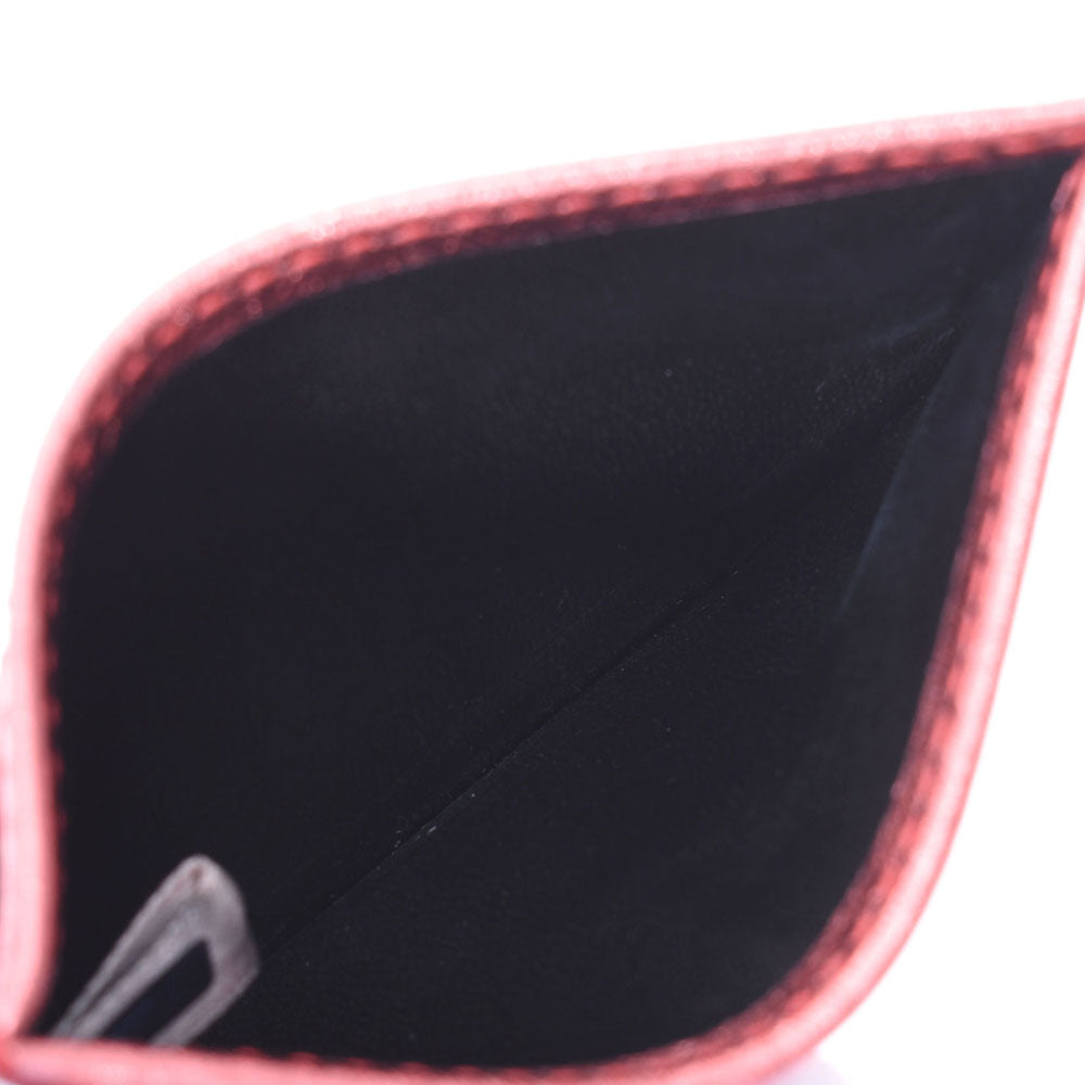 ジミーチュウパスケース メタリックピンク ユニセックス カーフ カード