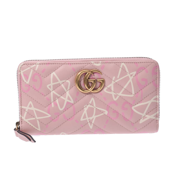 GUCCI Gucci GG Mermont Ghost Round Fastener Pink Gold Bracket 448087 Women's Curf Long Wallet Unused Silgrin