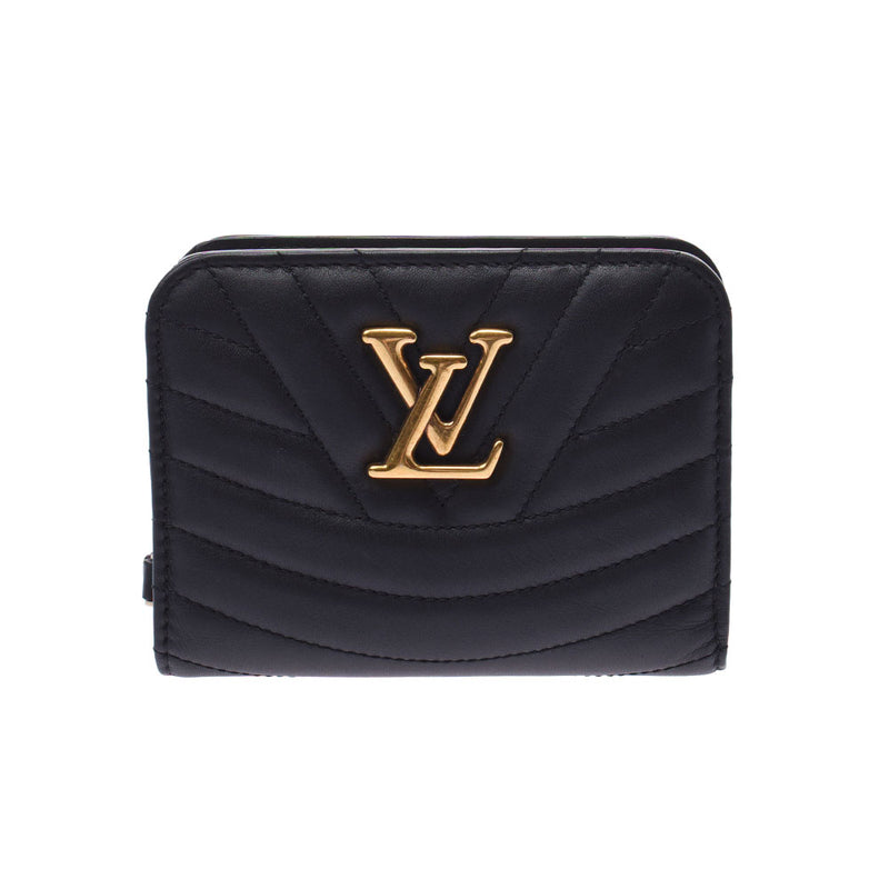 LOUIS VUITTON ルイヴィトン ニューウェーブ ジプトコンパクトウォレット 黒 M63789 レディース レザー 二つ折り財布 Aランク 中古 銀蔵