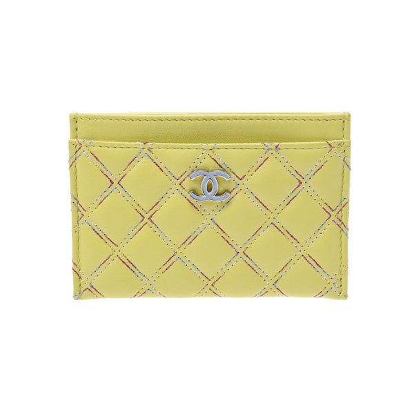 Chanel Chanel Matrassy Yellow Unisex Ramskin Card Case A Rank Used Silgrin