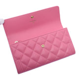 CHANEL Chanel Boy Channel Pink Gold Bracket Ladies Lamskin Long Wallet AB Rank Used Silgrin