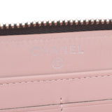 Chanel Chanel Matrasse Stitch Type Round Fastener Wallet Gray / Pink Women's Curf Long Wallet AB Rank Used Silgrin