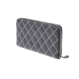 Chanel Chanel Matrasse Stitch Type Round Fastener Wallet Gray / Pink Women's Curf Long Wallet AB Rank Used Silgrin