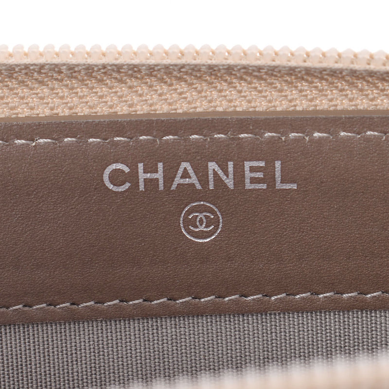 Chanel Chanel Round Fastener Beige Silver Fixtures Ladies Caviar Skin Long Wallet A-Rank Used Sinkjo