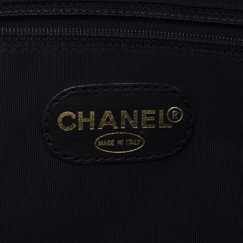 CHANEL シャネル ロゴ 黒 レディース カーフ トートバッグ ABランク 中古 銀蔵