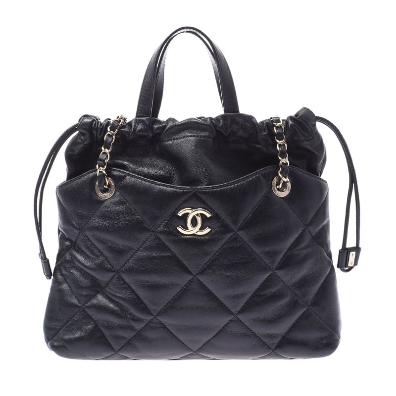 CHANEL シャネル マトラッセ 2WAYバッグ 黒 ゴールド金具 レディース ラムスキン ハンドバッグ Aランク 中古 銀蔵