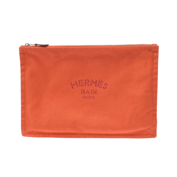 Hermes Hermes Yotting GM Orange Unisex Cotton Pouch A-Rank Used Silgrin