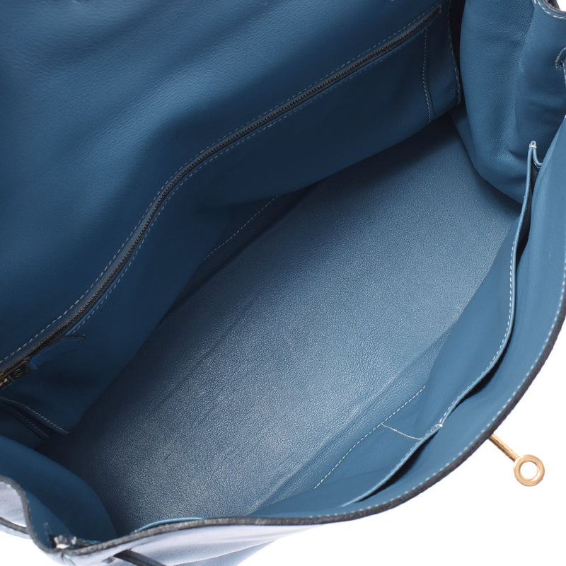 Hermes Helmes Keremu 35 Into Sewing Handbag Blue Jean Gold Bracket □ A Engraved (around 1997) Women's Vogal Bar 2way Bag A-Rank Used Sinkjo