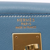 Hermes Helmes Keremu 35进入缝纫手袋蓝色牛仔金支架□刻（1997年左右）女装的vogal酒吧2way包A-Rank使用水池