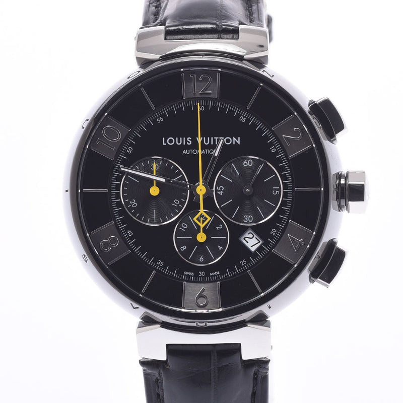 Louis Vuitton Louis Vuitton Tambul Inbruck Chrono Q102UO男士SS / PDV /皮革手表自动伤口黑色桌A级使用SILGRIN