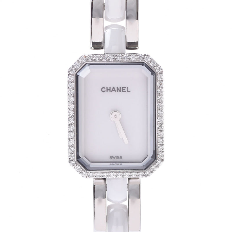 Chanel Chanel首映Bezel Diamond H2132女士SS /白色陶瓷手表石英白色航班A-Rank使用Silgrin