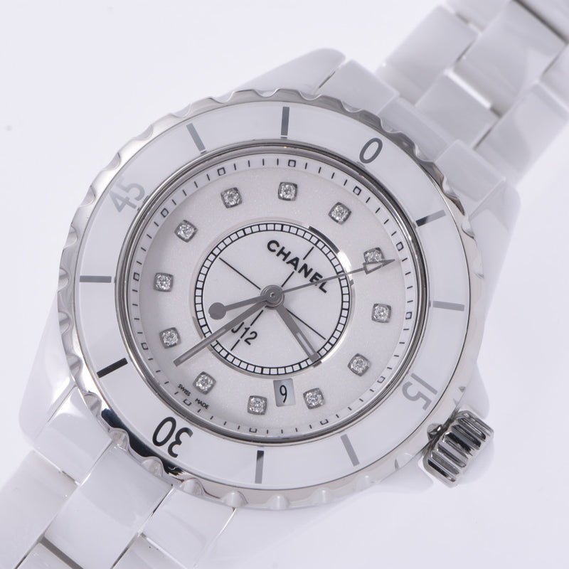 Chanel Chanel J12 33mm 12P Diamond H1628 Men's White Ceramic / SS Watch Quartz White Flight A-Rank Used Silgrin