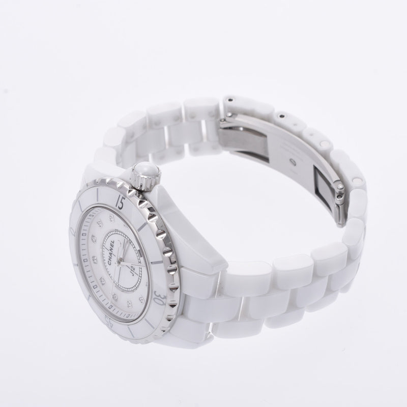 Chanel Chanel J12 33mm 12P Diamond H1628 Men's White Ceramic / SS Watch Quartz White Flight A-Rank Used Silgrin