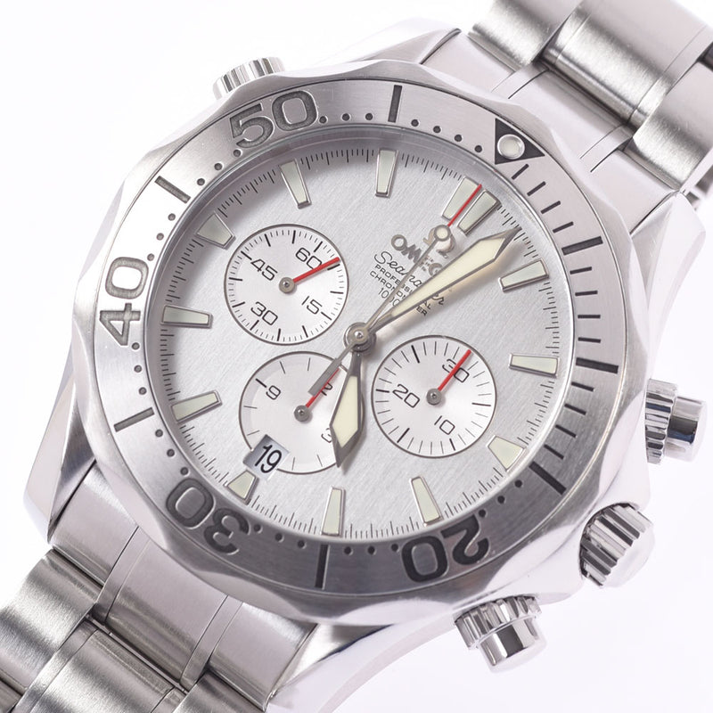 OMEGA オメガ シーマスター クロノグラフ  メンズ SS 腕時計 自動巻き シルバー文字盤 Aランク 中古 銀蔵