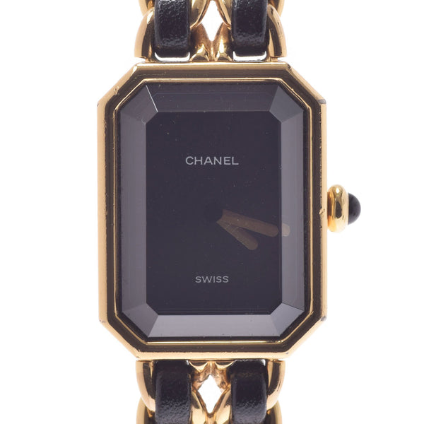 CHANEL Chanel Premiere Size M Ladies GP/Leather Watch Quartz Black Dial AB Rank used Ginzo