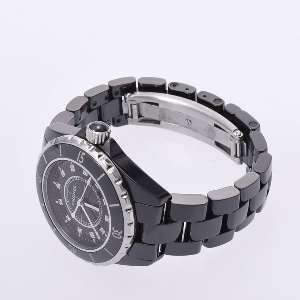 CHANEL J12 33mm 12P Diamond H1625 Boys Black Ceramic/SS Watch Quartz Black Dial A Rank Used Ginzo