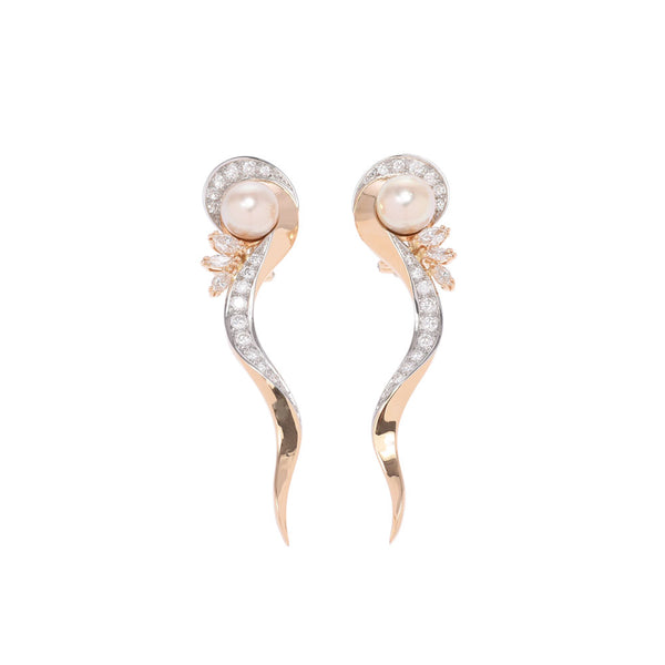 Other Earrings 2WAY Women's K18YG / WG / Pearl / Diamond Pierce A-Rank Used Silgrin