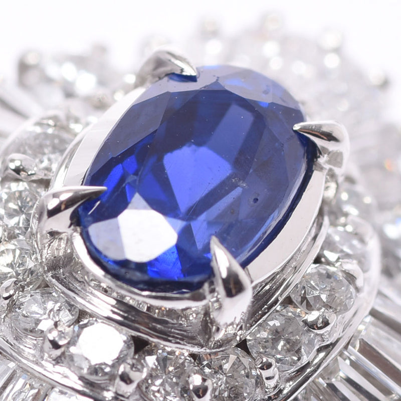 Other Sri Lankan Non-Heated Sapphire 1.71CT Diamond 2.48CT 15 Ladies PT900 Platinum Ring / Ring A Rank Used Silgrin