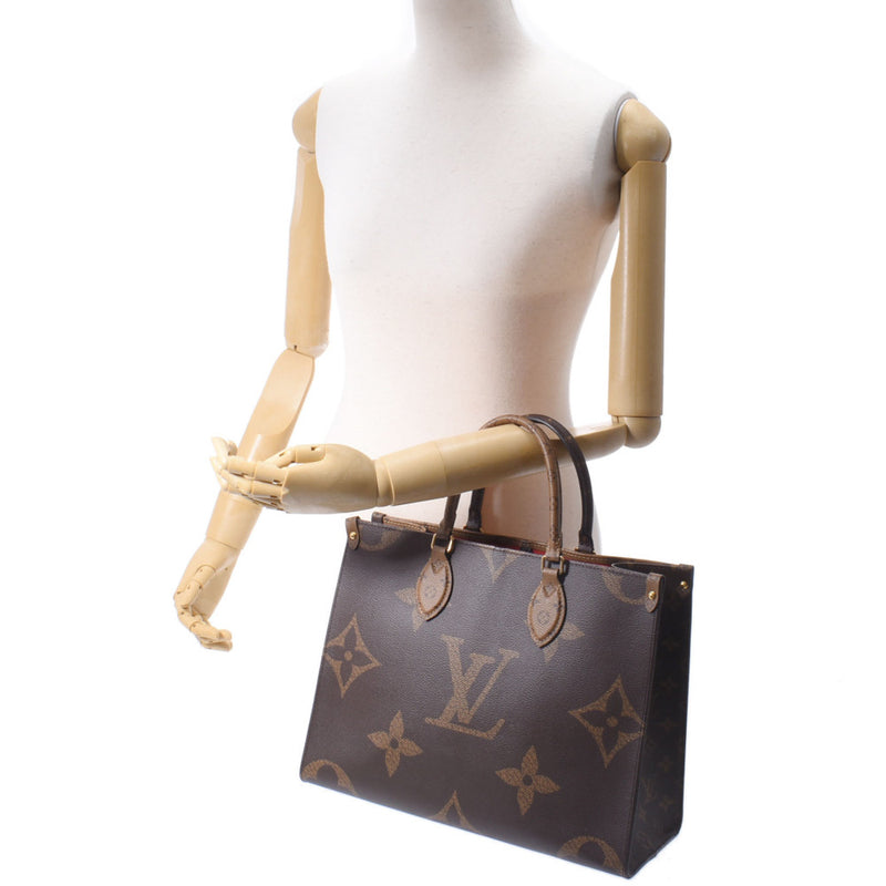 Louis Vuitton Monogram reverse on the go mm2way brown m45321 Unisex Monogram canvas tote bag NEW