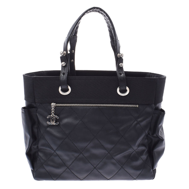 Chanel Chanel Parivi Litz Tote Gm Black Silver Fittings女士皮革帆布手提袋A-Rank使用Silgrin