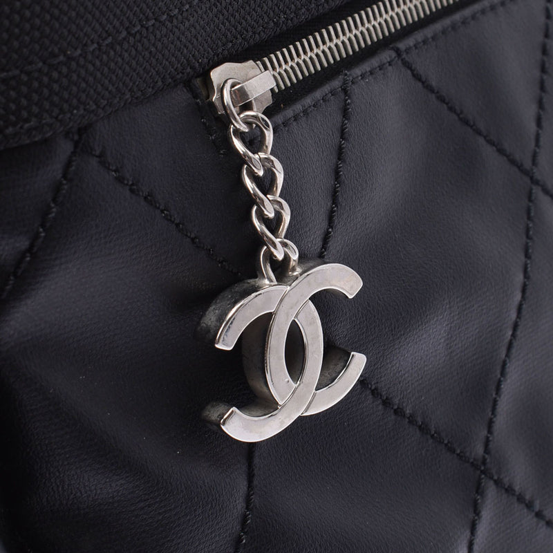 Chanel Chanel Parivi Litz Tote GM Black Silver Fittings Ladies Leather Canvas Tote Bag A-Rank Used Silgrin