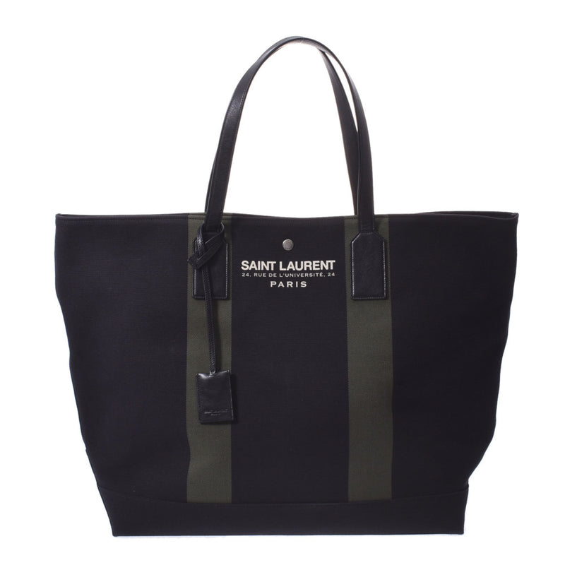 Saint Laurent Sun Laurent Black 413054 Unisex Canvas Leather Tote Bag A Rank Used Silgrin