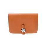 Hermes Hermes Dogon Compact Orange Silver Bracket D Engraved (around 2019) Unisex Ever Color Long Wallet AB Rank Used Silgrin