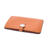 Hermes Hermes Dogon Compact Orange Silver Bracket D Engraved (around 2019) Unisex Ever Color Long Wallet AB Rank Used Silgrin