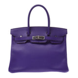 Hermes Hermes Burkin 30 Crocus (Purple) Silver Fittings □ P Engraved (around 2012) Women's Voepson Handbags A rank used Silgrin